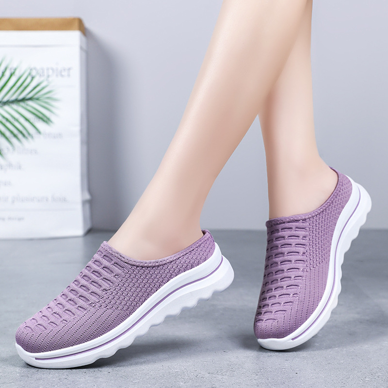 Pantuflas, ropa exterior de mujer, nuevo estilo de verano, zapatos casuales cómodos de un solo pedal, zapatos de mujer transfronterizos, suela blanda, pies no cansados, medio arrastrados