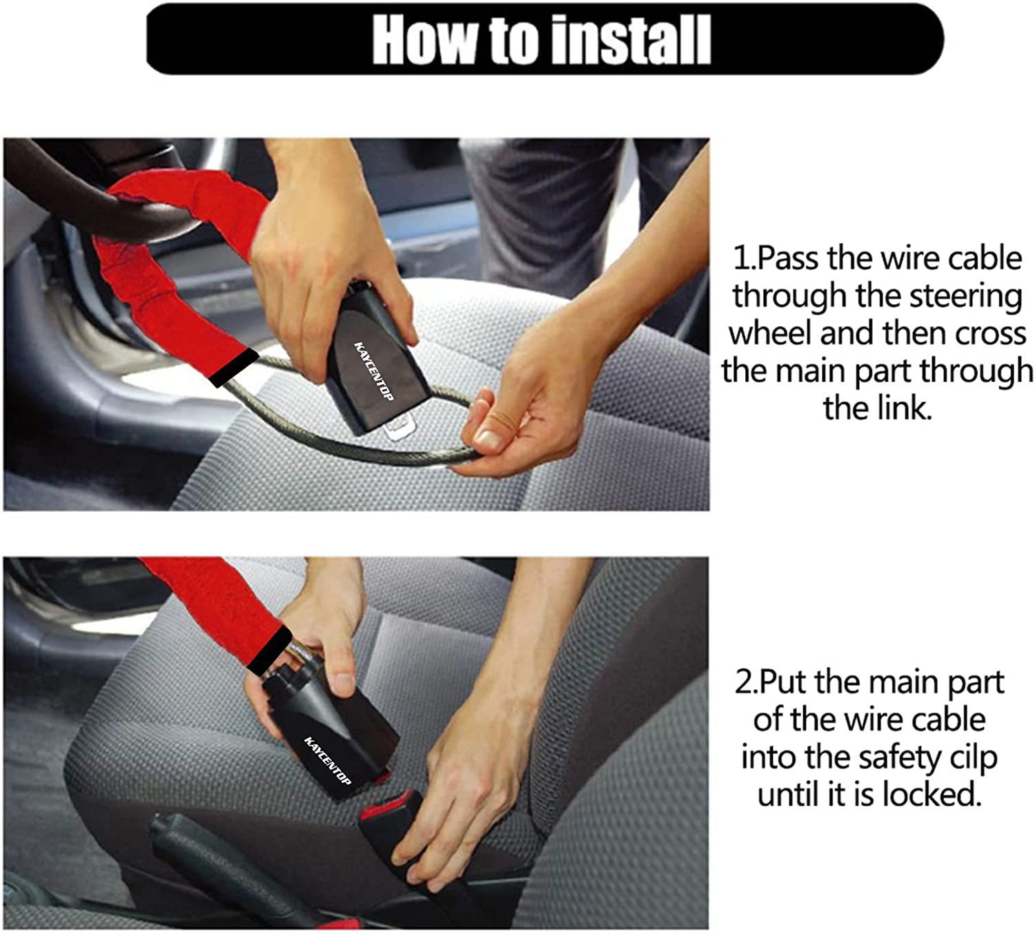 Car Anti-Theft Lock, Safety Belt Buckle Lock, Retractable Steel Cable Lock, Steel Wire Rope Lock