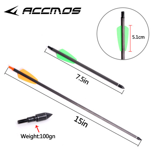 ACCMOS 7.5-inch 15-inch pure carbon crossbow with replaceable head bow and arrow shooting arm in various sizes