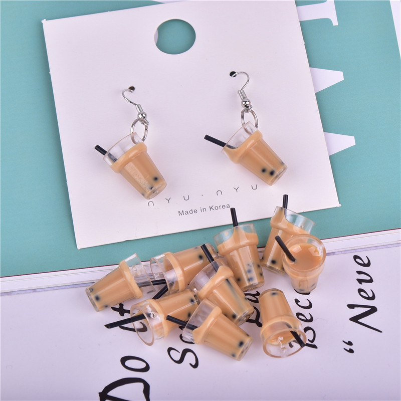 Korean style DIY small pendant pearl milk tea cup resin simulation miniature Jewelry earrings small pendant