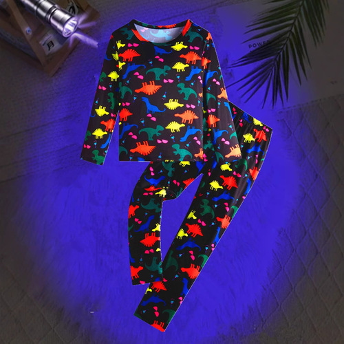 Kids Pajamas Children's Sleepwear Children's Homewear Glow-in-the-Dark Fluorescent 3D Printed Boys' and Girls' Suit Sleepwear