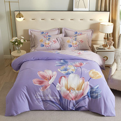 新款全棉四件套加厚磨毛純棉大版花三件套件親膚印花被罩禮品批發