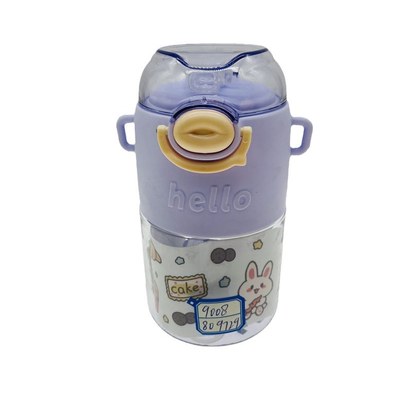 Weilong-9008 espacio taza 600ml niños estudiante pequeño oído Correa taza de agua macaron color a juego portátil taza de agua