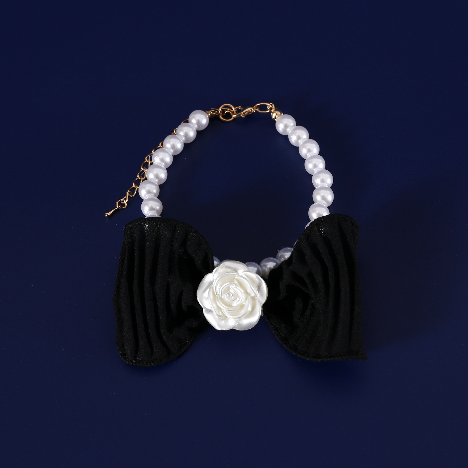 2024 mascotas perlas arco collar pequeño fragante camellia hilo corbata gatos perros accesorios collar princesa