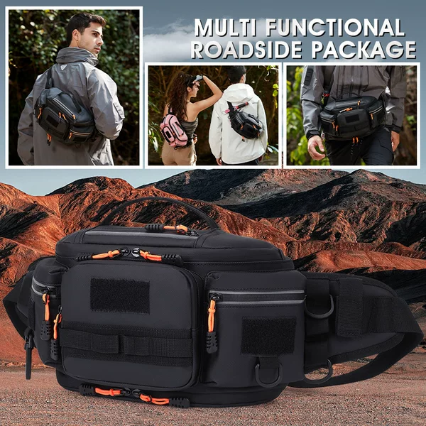 Cross-border fishing lure waist bag for men, large capacity, wear-resistant travel chest bag, outdoor tactical shoulder bag, cycling bag, crossbody bag