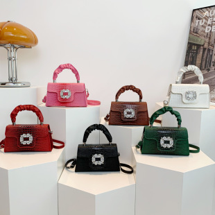 2025 New Fashionable Small Square Bag Women's Textured Handbag Women's Bag Popular Versatile Shoulder Crossbody Bag