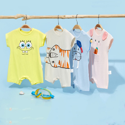 TOMYBALA Lively Tigers baby 2021 Summer wear Newborn one-piece garment baby Climbing clothes Romper Sea lions Western style