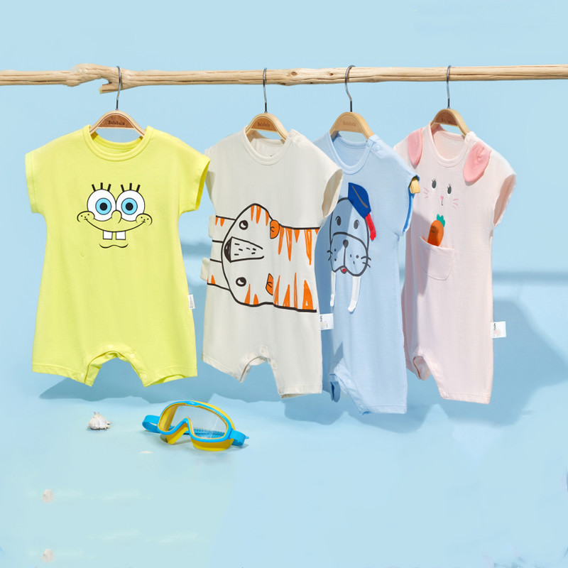 TOMYBALA Lively Tigers baby 2021 Summer wear Newborn one-piece garment baby Climbing clothes Romper Sea lions Western style