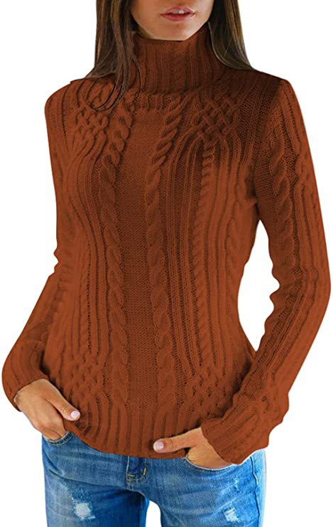Suéter de Moda para Mujer, Cuello Alto, Ajustado, Otoño-Invierno 2024, Nuevo en Amazon y eBay, Comercio Electrónico Transfronterizo
