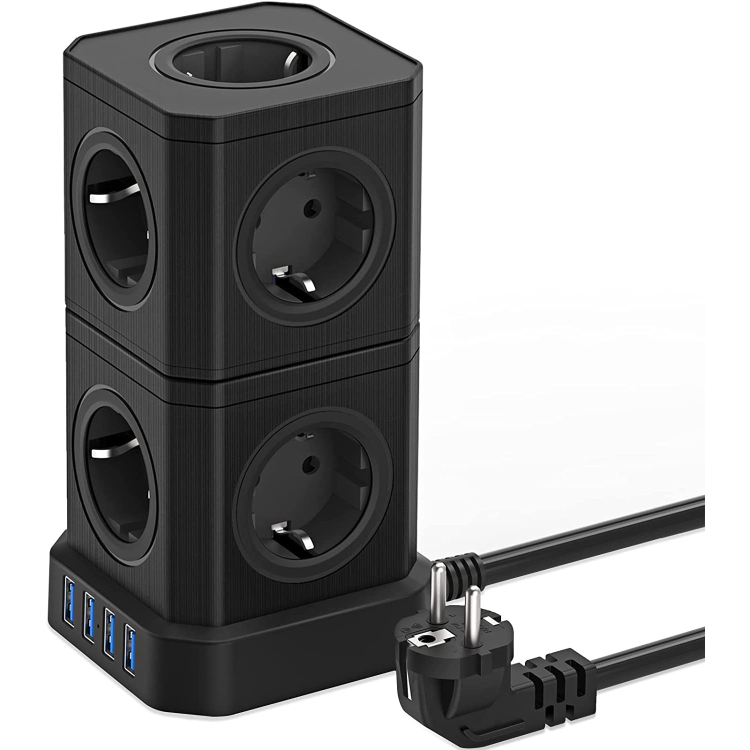 9孔可拆分立式欧规插座，工厂新品多功能USB家用办公排插插线板