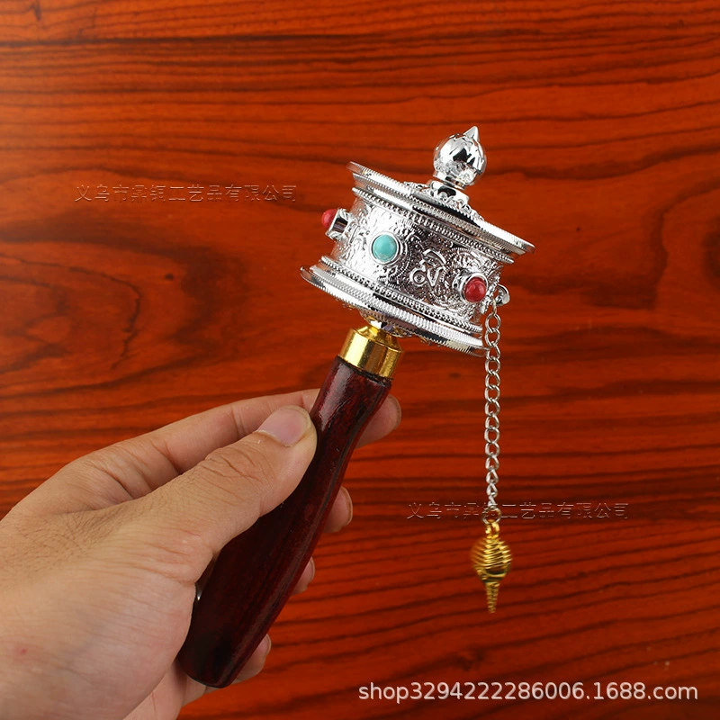 手摇转经轮底座藏式佛前寺庙字真言转经轮手柄手持插座佛具底座