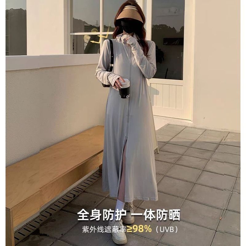 女性用日焼け止め服 2025 夏の日焼け止め服女性のアウターウェアロング抗 UV アイスシルク通気性日焼け止め軽量ジャケット|undefined