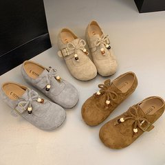 厚底内增高勃肯鞋女鞋2025秋季新款百搭休闲丑萌鞋蝴蝶结复古单鞋