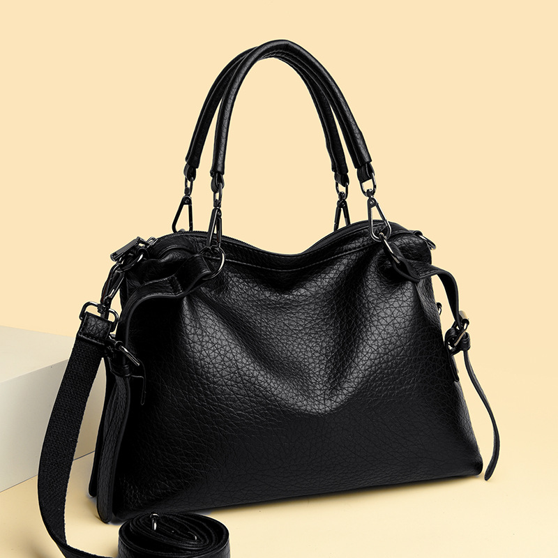 Women's bag Women's bag textured soft leather large capacity commuter tote bag versatile simple handbag_voghion.com