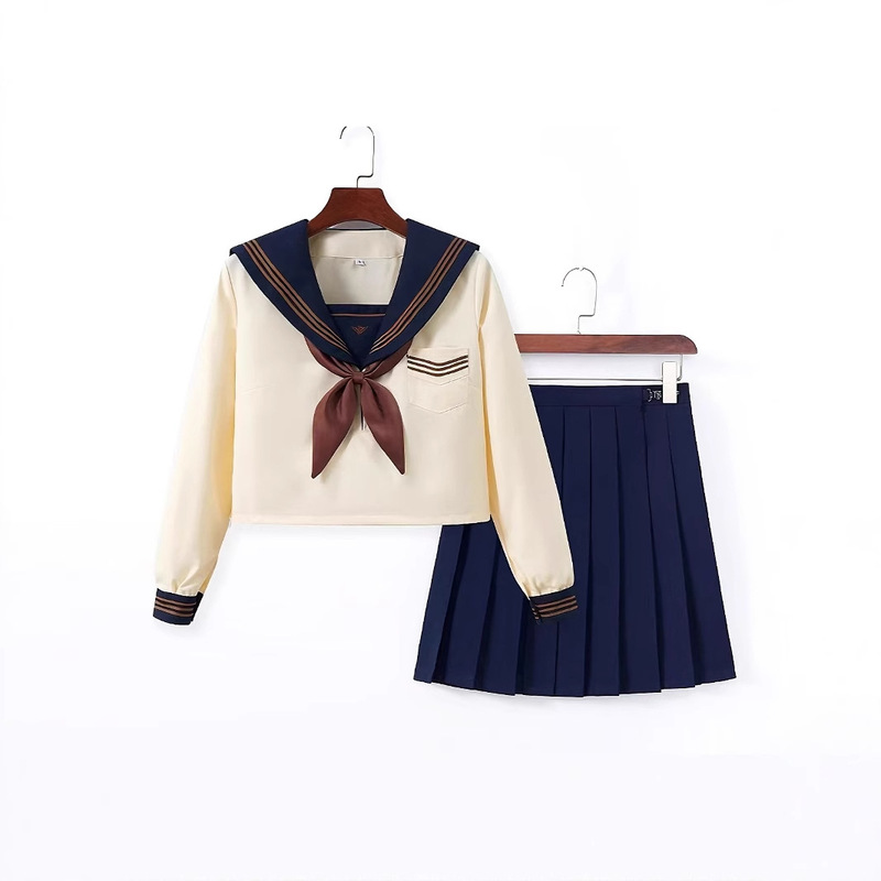 Factory on behalf of the package after-sales Huang Sanben Yueye home tea feather sailor suit jk uniform school for suit academic style