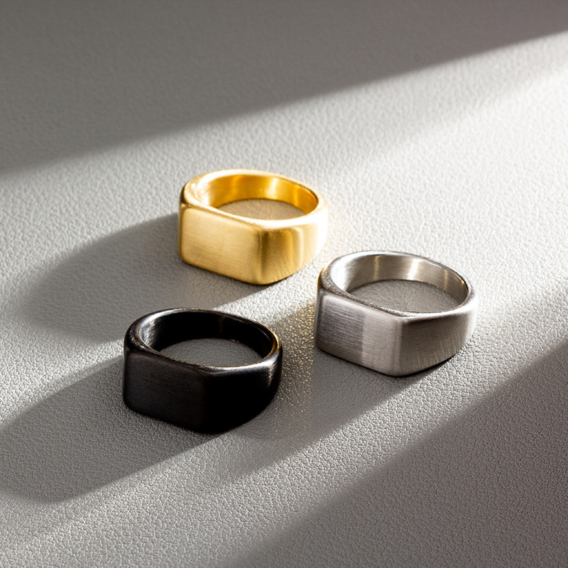 10g Weight PVD Coated Gold Plating Process Punk Simple Style Solid Color 304 Stainless Steel Plating Gold Plated PVD Coated Unisex Wide Band Ring Men Band Rings