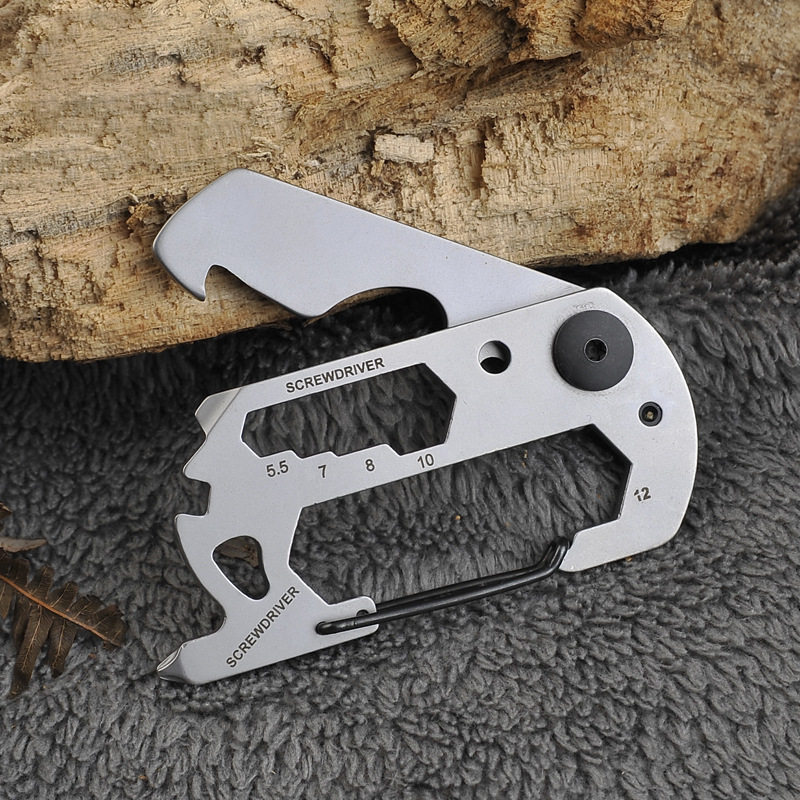 Fine-blanking Stainless Steel Emergency EDC Gadget Mini Outdoor Multi-function Combination Tool Portable Portable Keychain