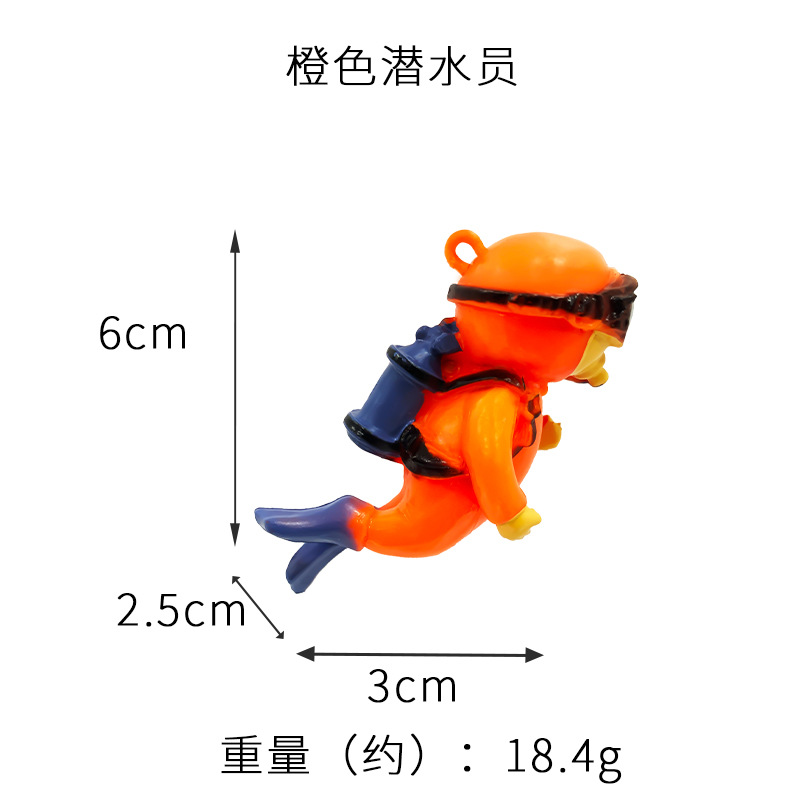 Spot al por mayor azul naranja gordo buzo acuario ornamento acuario flotante decoración de paisajismo marina hombre rana