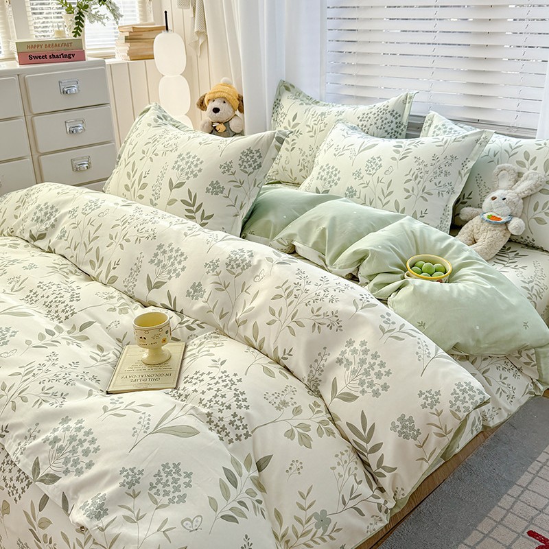 Produttore di biancheria da letto all'ingrosso: set semplice da tre o quattro pezzi in puro cotone con stampa floreale, interamente in cotone._voghion.com