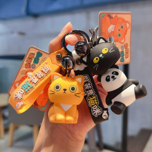 网红卡通搞怪个性生日礼物原创假装是猫咪公仔钥匙扣女可爱小挂饰