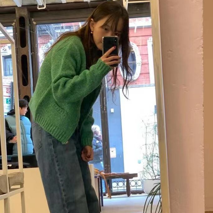 Now Korean Designer Lerobe Mina's Wool and Organic Cotton Blend Variegated Knit Top from Dongdaemun