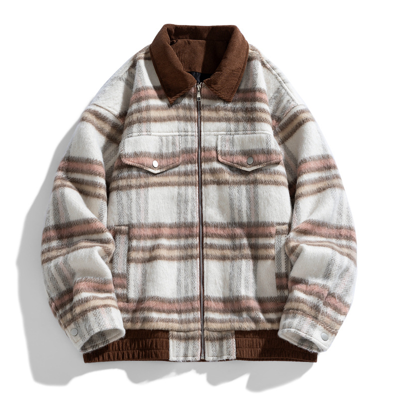 2024 otoño nuevo abrigo de tween de fragancia retrógrado americano chaqueta de pareja con solapa chaqueta de hombre