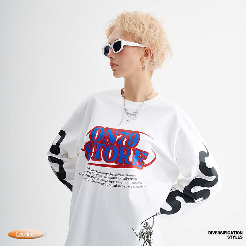 Women's Clothing VIVGAE national fashion brand design couple long sleeved autumn loose all match street round neck T shirt for men and women_voghion.com