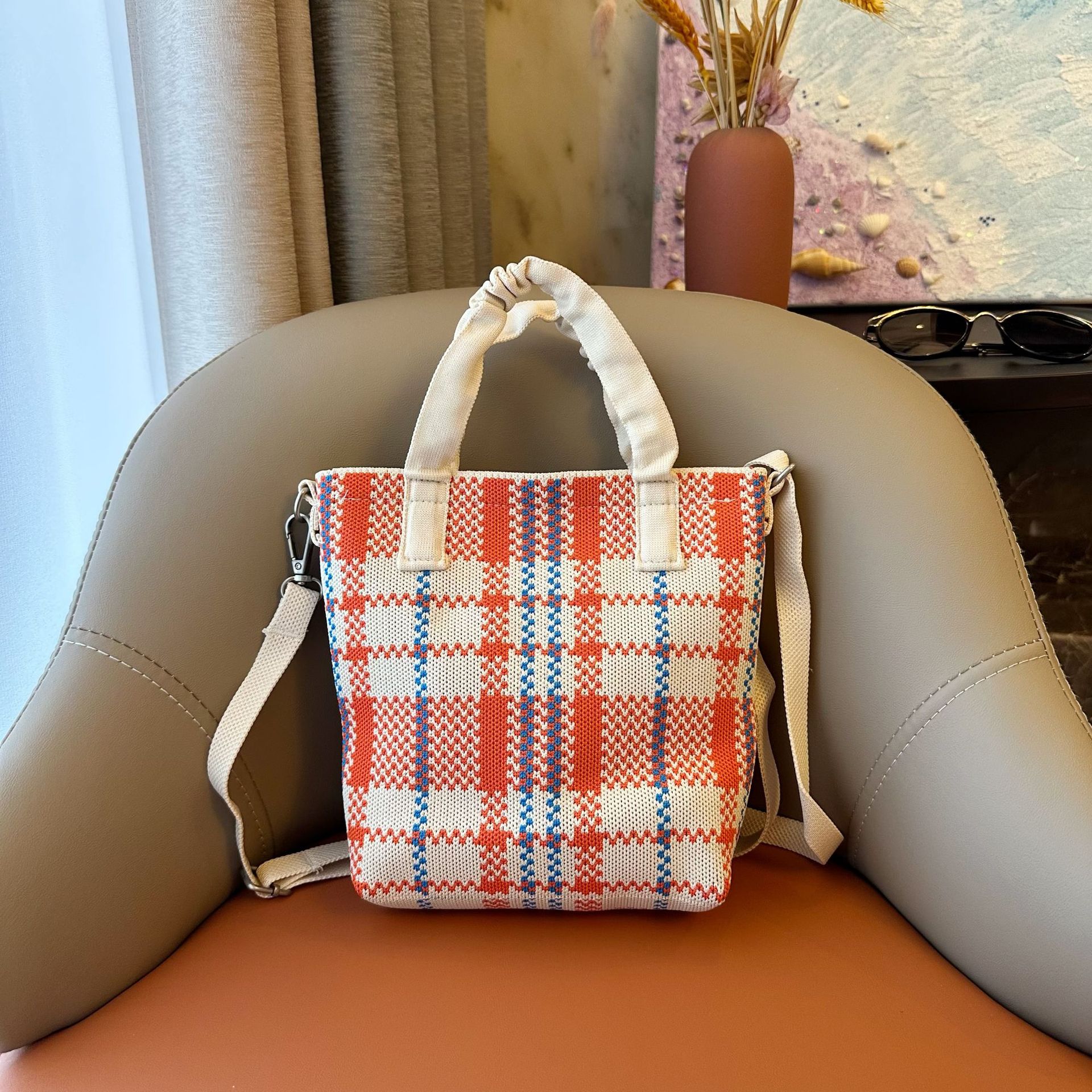 Nueva serie coreana lindos bolsos de mano de bolsos de pequeño diseño universal bolsos de punto de gran capacidad bolsos de hombro image 13