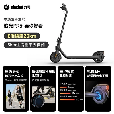 Ninebot E2 Electric Scooter White E2Plus Foldable Portable Pro for Adults Campus Transportation (Qatlanan elektrik velosipedlər) - e2-vibrant-gray