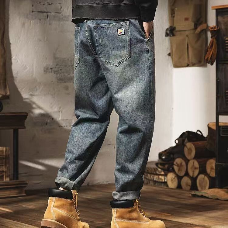 803 retro American-style trendy loose-fit tapered jeans for men, spring collection, versatile casual harem pants 803 retro American-style trendy loose-fit tapered jeans for men, spring collection, versatile casual harem pants