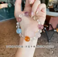 Браслет Liu Yifei в одном стиле с натуральным кристаллом и множеством сокровищ, аметист, лунный камень, зеленый призрак, аквамарин, браслет для женщин