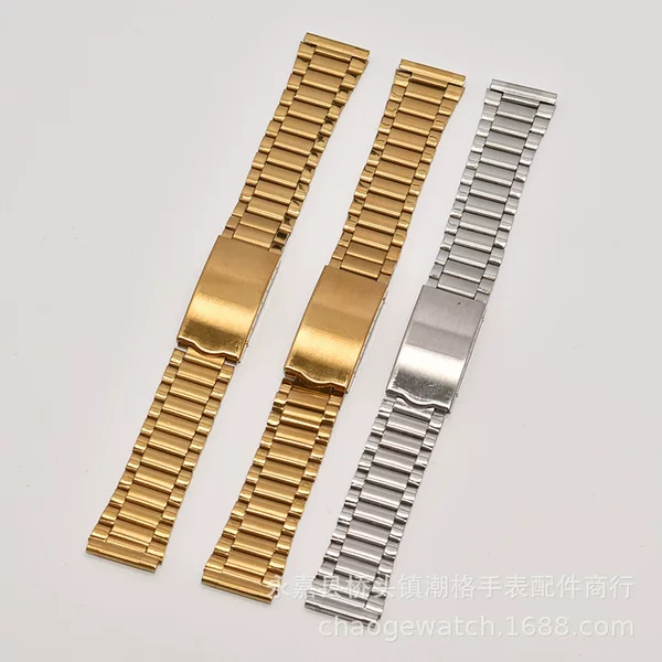 Old Style Fine Steel Strap Stainless Steel Covered Watch Strap Flat Foldableing Buckle Watch Chain Strap 18 20mm Watch Accessories