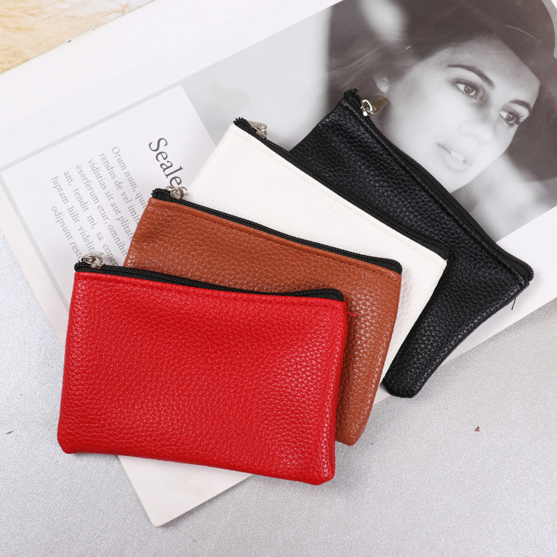 简约皮质感拉链钱包女士卡包口红包大容量零钱钥匙包收纳包时尚