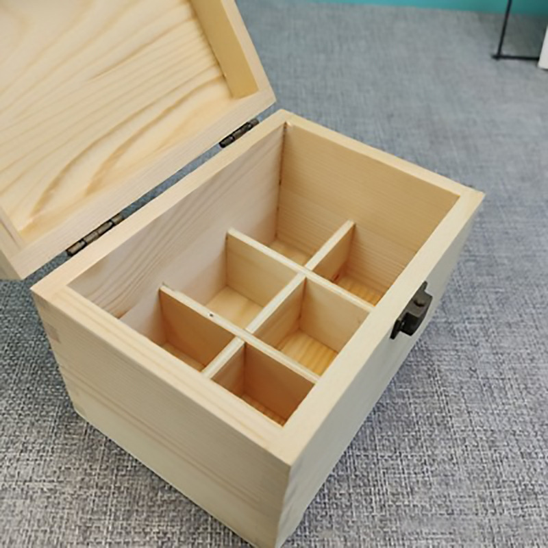 茶叶空盒收纳盒木制翻盖礼品盒木质包装盒长方形有格工具木盒收纳