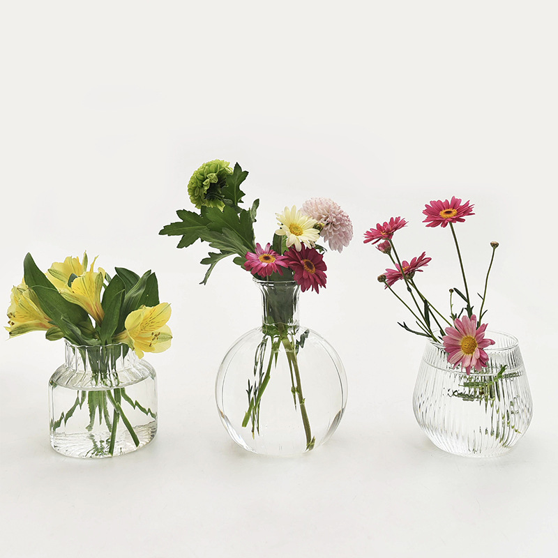 Inswind vidrio transparente vasos ornamentados escritorio simple acuicultura vasos flores secas flores personales vasos de flores hidropónicas