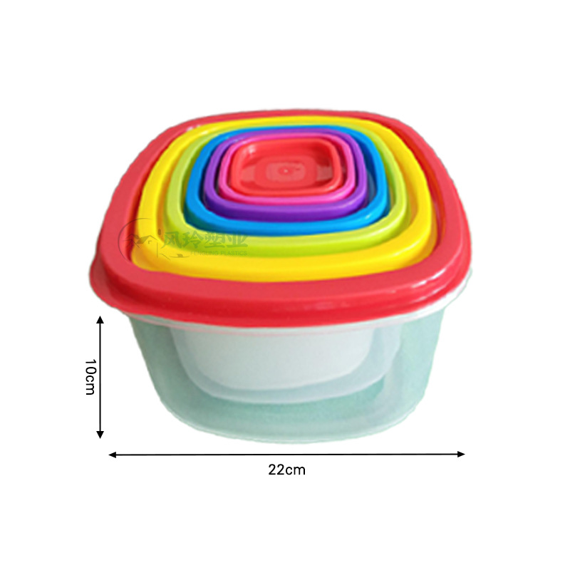 Multifuncional arco iris de verduras y frutas gradiente caja de plástico transparente 7 piezas traje refrigerador caja de almacenamiento fresco