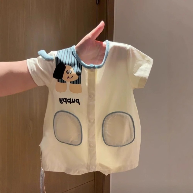 婴儿衣服夏款新生儿宝宝连体衣纯棉卡通哈衣短袖薄款透气爬爬服|undefined
