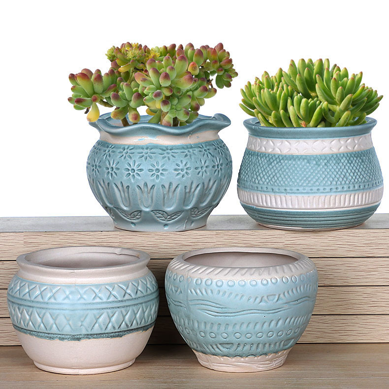 Succulent flowerpot ceramic succulent stoneware vintage vegetarian fired home creative size simple special clearance