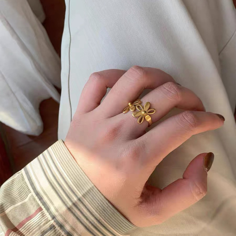 日照雏菊简约不掉色金色花朵戒指女韩系ins可爱日常百搭个性指戒|undefined