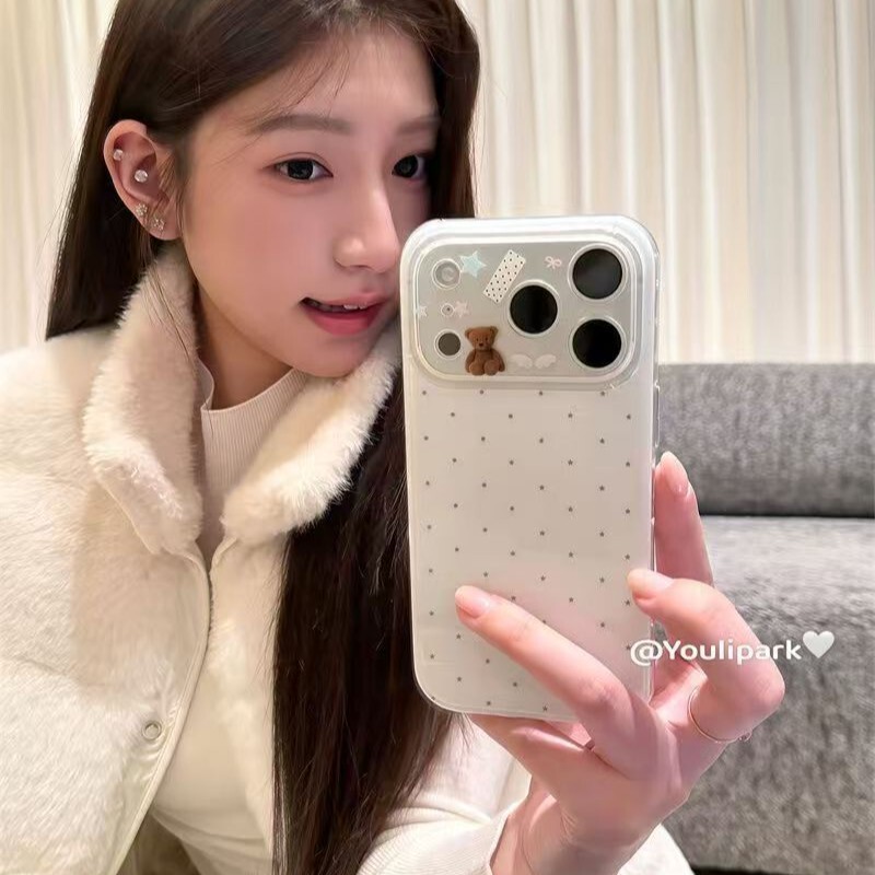 Cute Angel Wings Bear Case Suitable for iPhone 17 Pro Max, Apple 16 Pro, 15/14, and 13