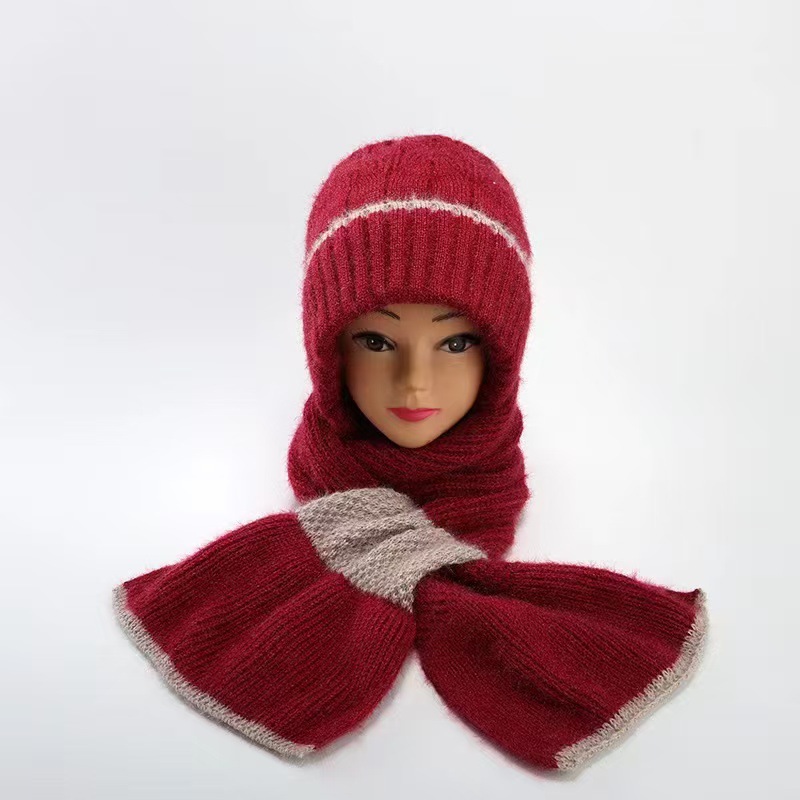 Sciarpa invernale in lana lavorata a maglia con calore integrato, sciarpa in velluto antivento, cappello antivento e antineve resistente al freddo_voghion.com