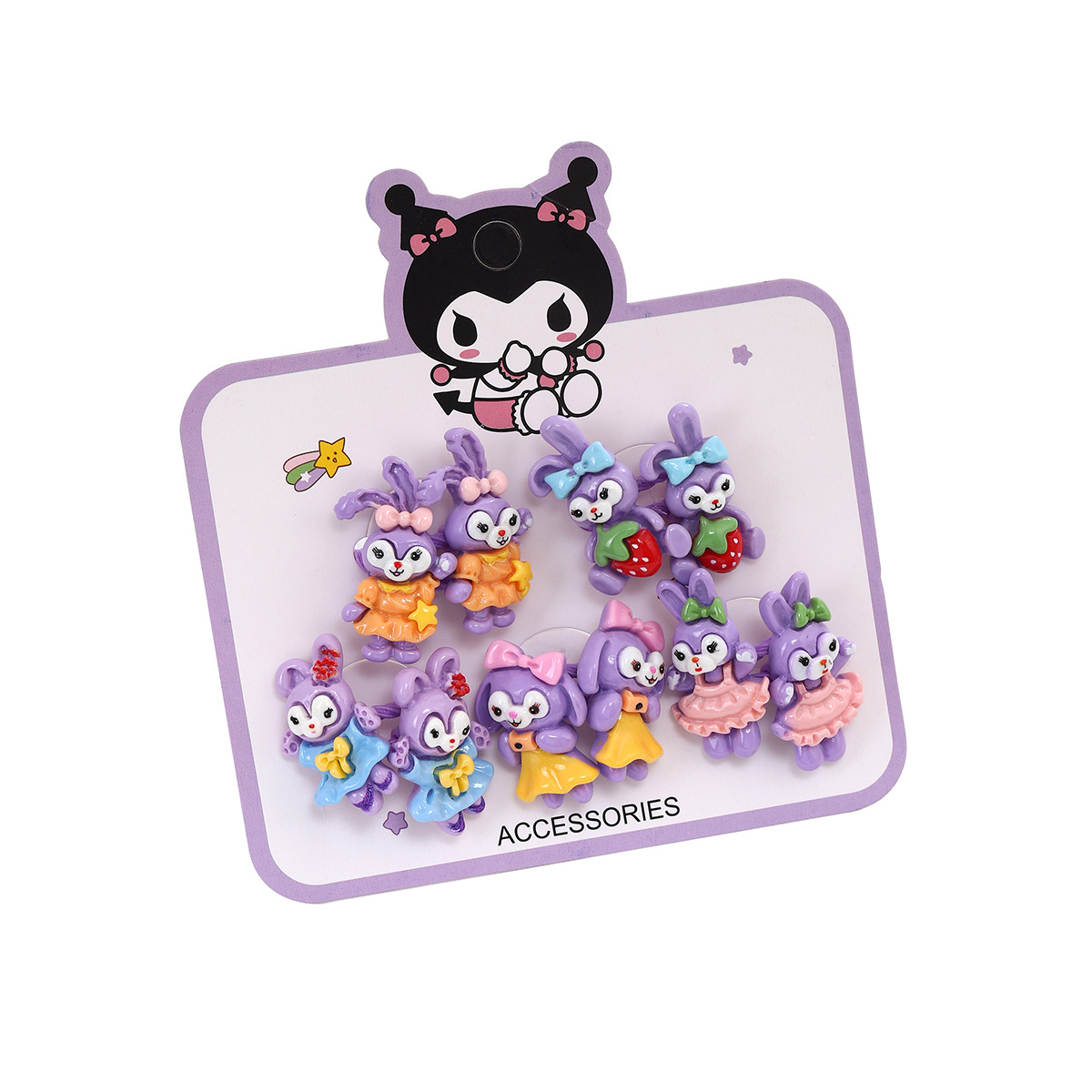 Lindo anillo para el cabello de dibujos animados para niños niña Kulomi Sanrio Zha albóndiga banda de goma de cabeza no daña el cabello accesorios para el cabello de bebé