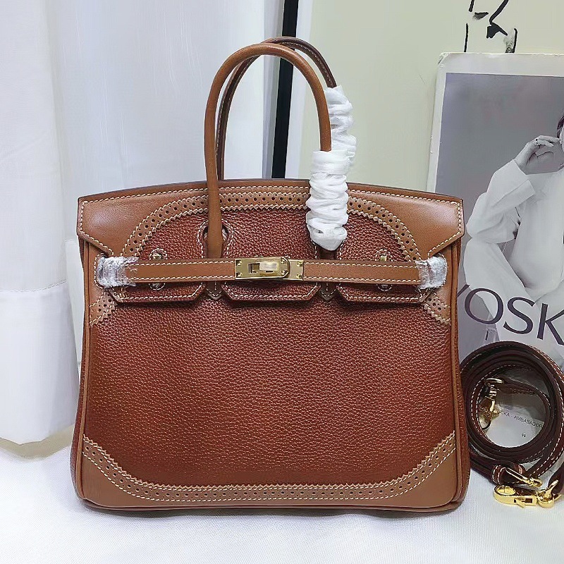 2025中古高端女包工厂头层牛皮福宝皮蕾丝铂金包时尚女士手提包