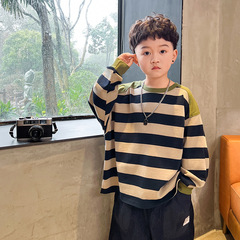 Spring Large Boys Hoodie New Children's Clothing for Boys Striped Personalized Hoodie Top Trendy and Cool Dropshipping