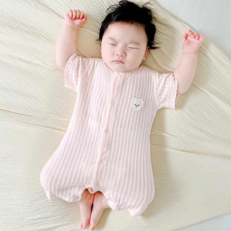 Baby summer overcoat recién nacido delgado mangas cortas para salir con ropa de verano para niños y niñas pijamas ropa de bebé image 9