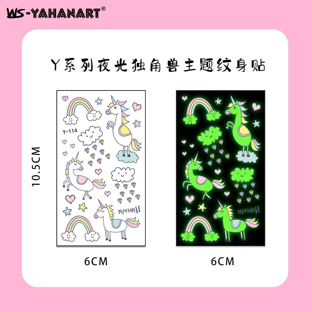 Tatuajes Temporales Luminosos para Niños Impermeables de Papel de Transferencia para Fiestas