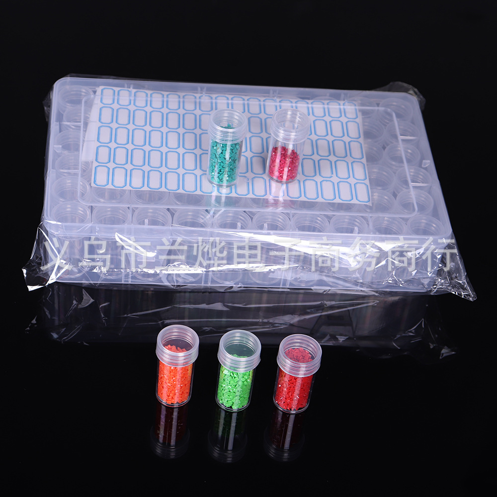 Kit de pintura de diamantes 60 botellas botella redonda caja de almacenamiento de joyas de plástico extraíble transparente caja de la píldora al por mayor