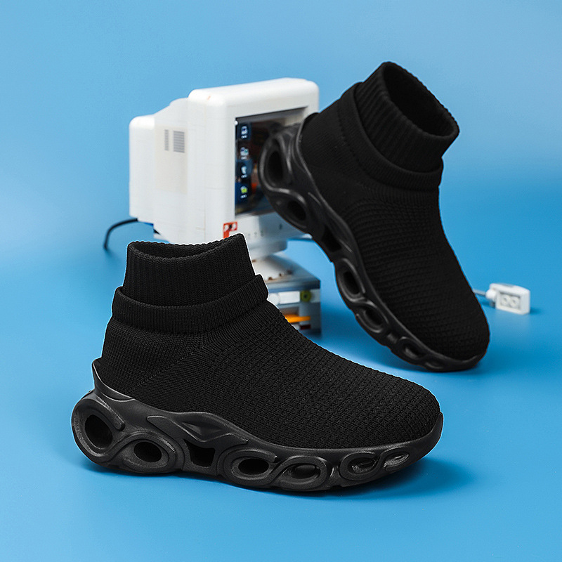 Transfronterizos niños zapatos deportivos de tela de vuelo primavera y verano nuevos niños y niñas malla transpirable ligera universal zapatos de calzado de tela de un pie