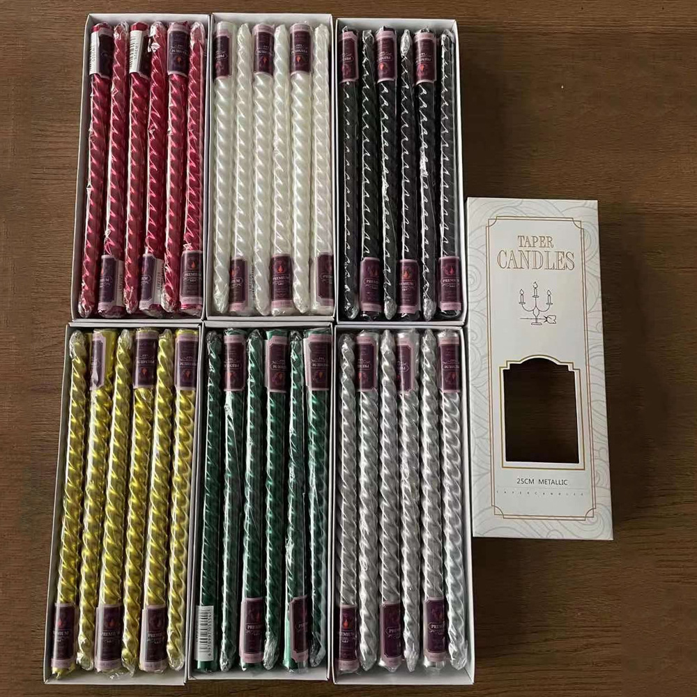 螺紋蠟燭12支裝歐式創意網紅新款酒店餐廳燭台用柱蠟家用長杆蠟燭