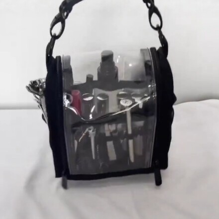 Transparent Pvc Double-Layer Makeup Bag, Professional Storage, Portable Lip Gloss and Lipstick Makeup Bag, Cross-Border New Style, Simple and Fashionable